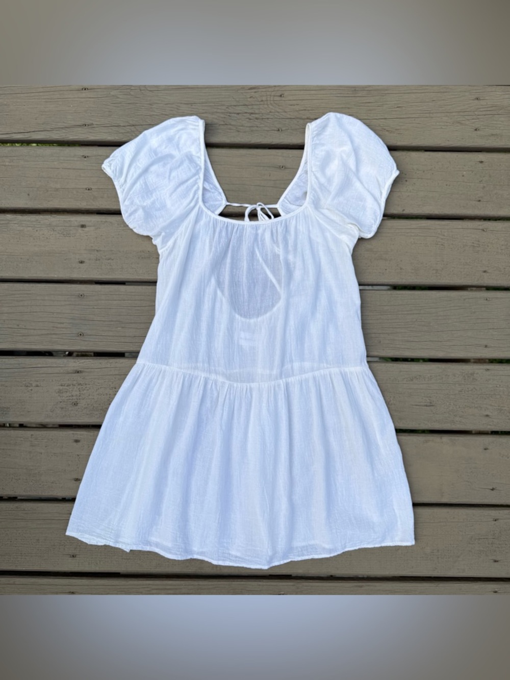 Honorine short sleeve mini dress in white size S